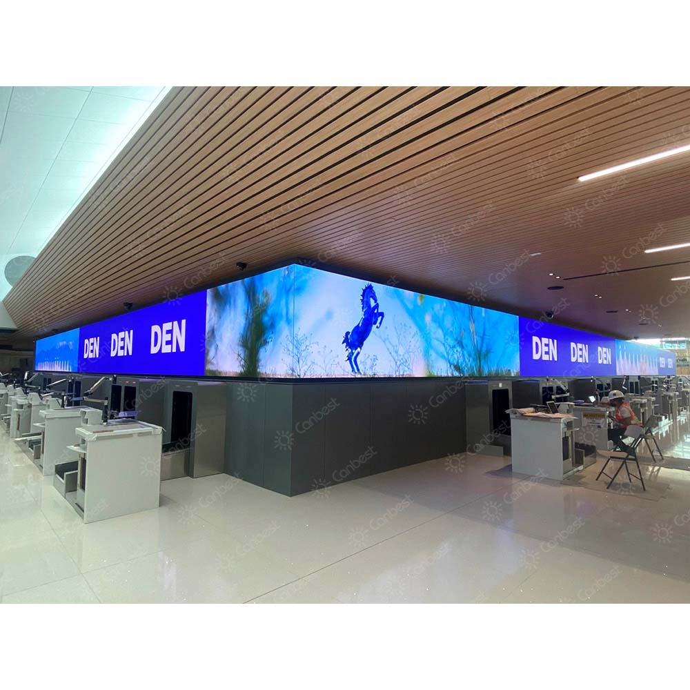 P1.9 P2.6 Indoor 90 Degree Full Color Led Display Ceiling Hanging Led Screen Right Angle Led Panel For Store Shopping Mall