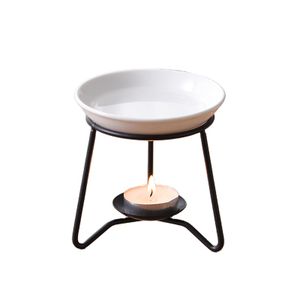 Ywbeyond Aroma Stove Metal Rack with Ceramic Plate Tealight Candle Holder Wax Melt Burner Essential Oil Burner Warmer