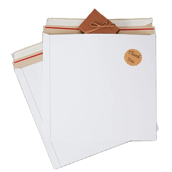 Self-Adhesive White Kraft Cardboard Bulk Mailers Shipping Photos Calendars Documents Flat Rigid Mailer