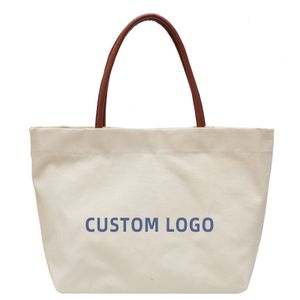 OEM Custom Size Logo Sublimation Fashion Ladies Canvas Shoulder Bag Heavy Duty Large Capacity Beach Tote Bags for Women Canvas