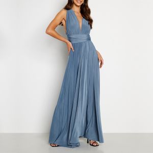 Simple Satin Maxi Dinner Evening Dresses Gown Floor Length Multiway Convertible Birthday Party Long Elegant Dress for Women