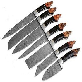Customized 7pcs Kitchen Chef Knives Set Damascus Laser Pattern Slicing Santoku Tool Japanese Cutlery Sushi knives