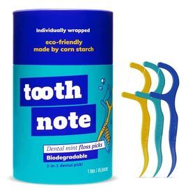 Toothnote Portable Dental Floss Picks, Tooth Picks, Eco-Friendly High Toughness Biodegradable Floss Sticks Individual Package