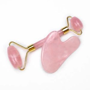 DIY New Product gua sha facial tool Facial Anti-Aging Jade Beauty Skincare Tool Roller Rose Quartz roller and guasha set  DIY