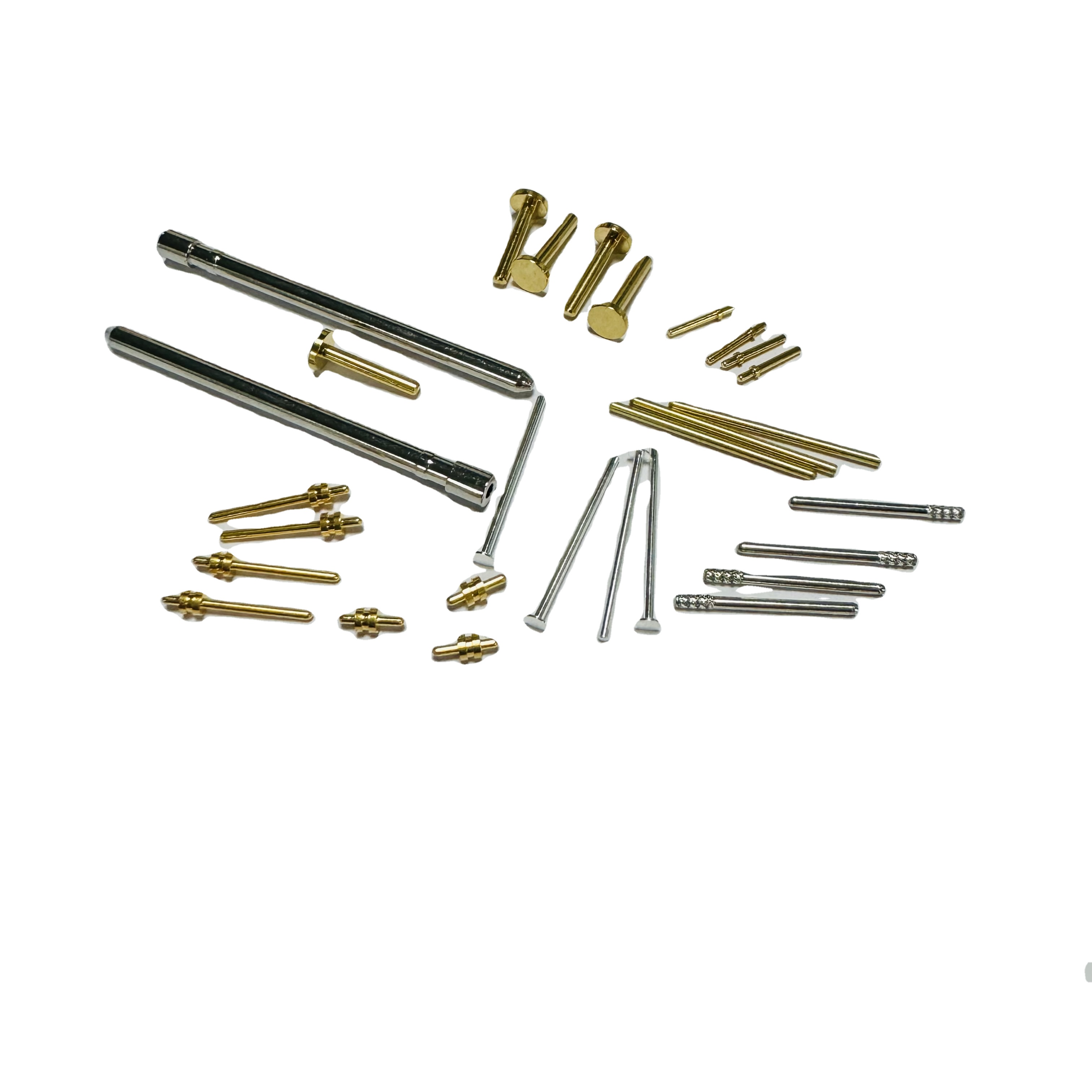 Customized processing of 1mm to 10mm gold-plated silver tin nickel brass medical electronic connector contact pins