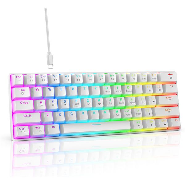 New design HXSJ 60% V900 60 percent RGB backlit silent Hot plug Red switch wired game mechanical Keyboard for Computer Laptop
