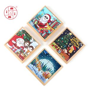 Christmas Huarong Road Puzzle Wooden Sliding Puzzles Teaching Challenge All-in-one Board Puzzle Game Children Educational Toys