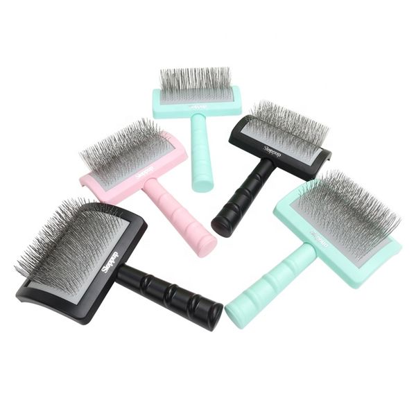 Factory Wholesale Pvc Box Packaging 25mm Long Pin Cat Hair Brush Cepillo Para Perro Dog Pet Grooming Slicker Brush