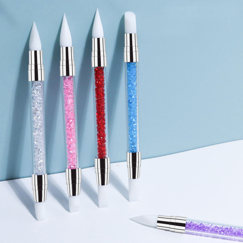 Shenzhen Sixia Electronic Commerce Co., Ltd. Double-ended silicone manicure pen Nail Art Sculpture Pen Acrylic Rhinestone Handle Manicure Tool