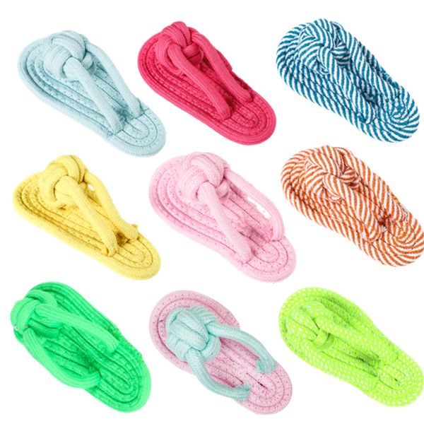 Wholesale slippers eco friendly Cotton Rope Pet Dog Toy Cleaning Teething Toys Bite Chewing Puppy Toy