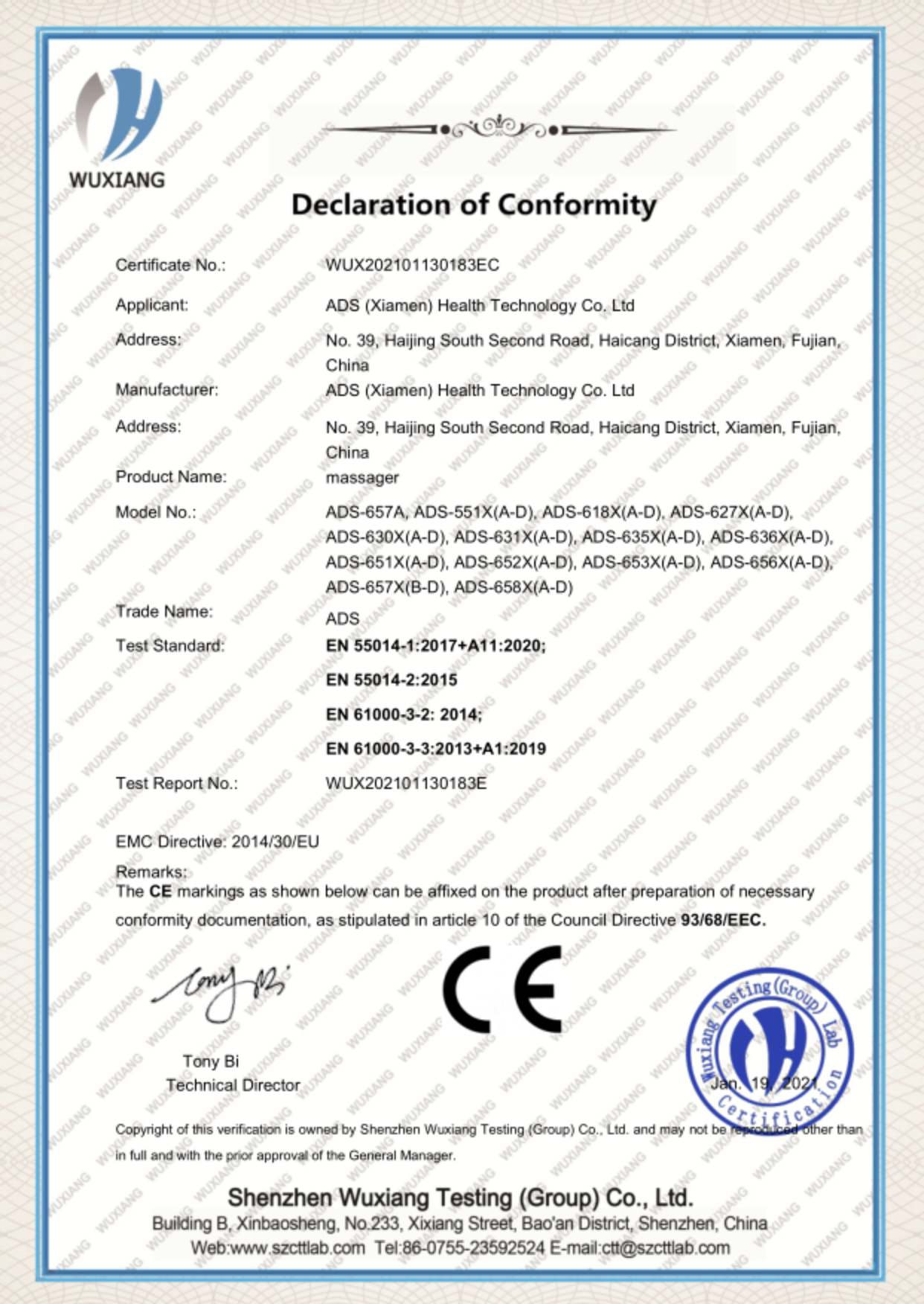 ADS (Xiamen) Health Technology Co., Ltd. Massage chairs