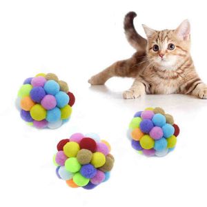 Manufacturers plush sound pom pom pet cat toys soft teeth relief interactive cat supplies