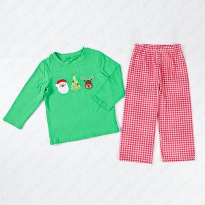 Wholesale boys clothing sets Christmas design kids clothing boy custom embroidery children's clothing