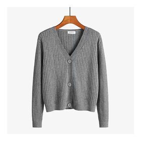 Cheap price Spring and autumn V-neck knitted cardigan women's long-sleeved cardigan short slim top sweater small shawl outer wear