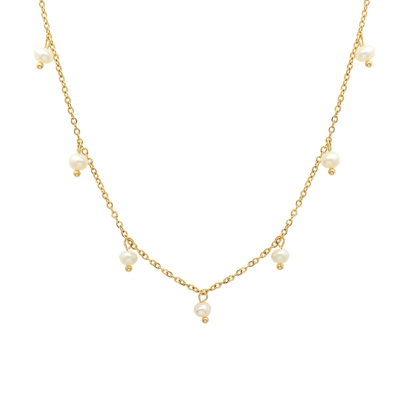 Fashion jewelry necklace Stainless steel fresh water pearl creative design charm women collarbone chain wholesale
