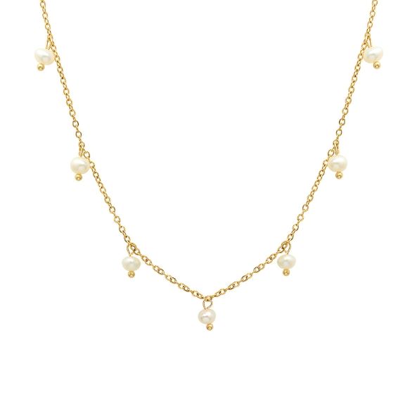 Fashion jewelry necklace Stainless steel fresh water pearl creative design charm women collarbone chain wholesale