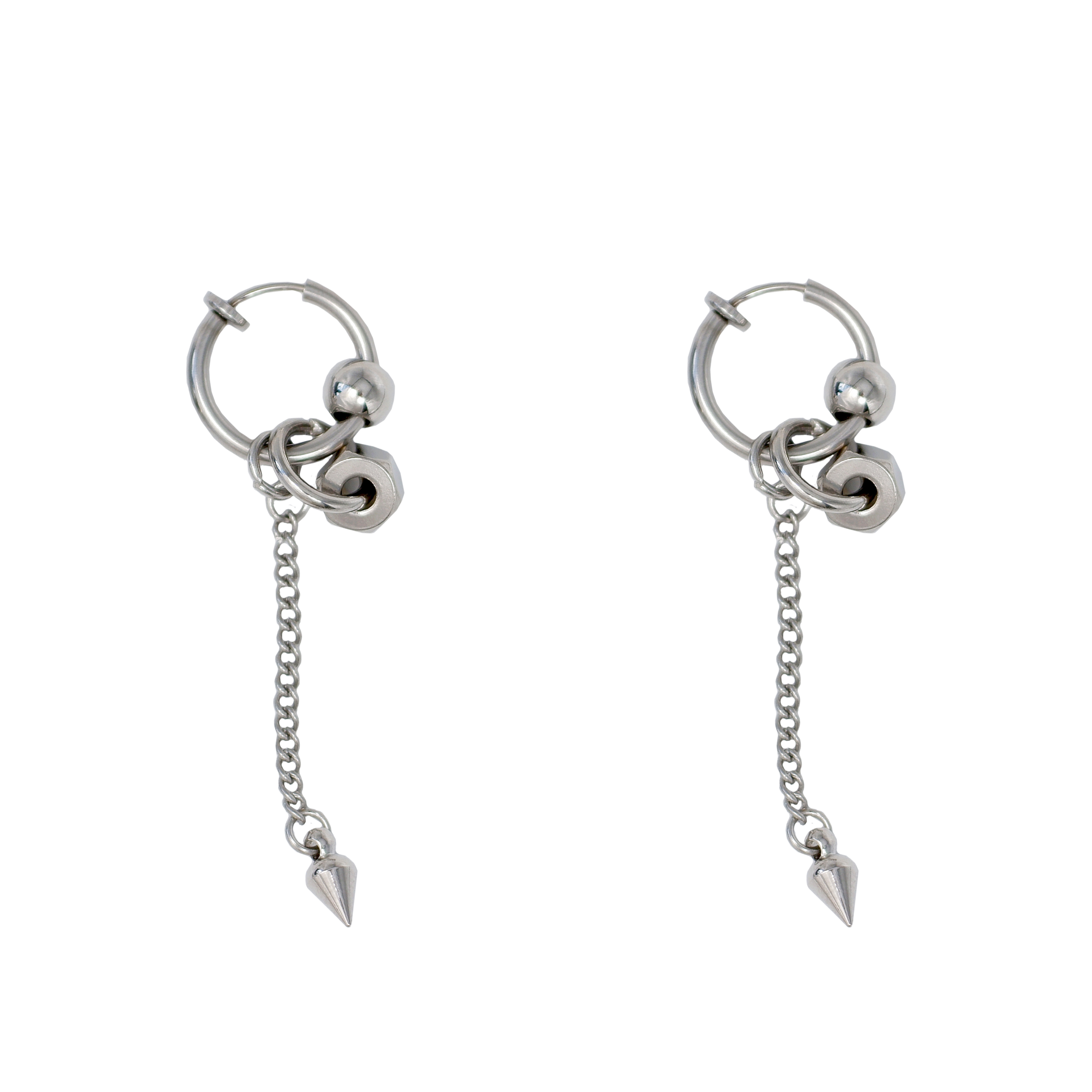Yiwu Aoshan Jewelry Co., Ltd. Fashion stainless steel earrings circle rivet hip-hop personalised cold wind chain long earrings women's jewellery accessories