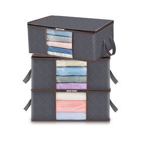 90L Large Storage Bags 6 Pack Clothes Storage Bins Foldable Closet Organizer Containers Non Woven Collapsible StoragePopular