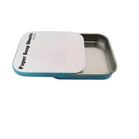 Custom design factory OEM eco friendly paper soap packaging tin case with slide top suitable for jeans pocket 56x51x11mm