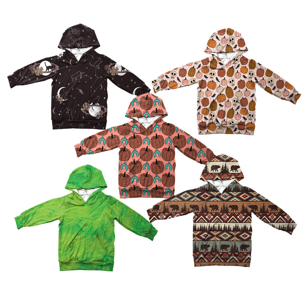 Yiwu Jiufang Clothing Co., Ltd. JF Custom Halloween Pattern Autumn Long Sleeve Girls Hoodie Casual Printed Children Sweatshirts for Baby Kids Tops
