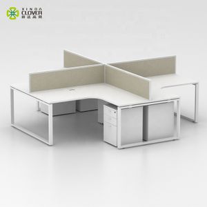 Commercial Furniture Solution Modern L Shaped Desk 4 Seater Modular Office Table