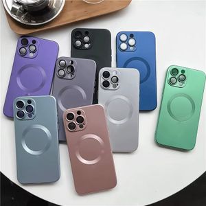 Wholesales Price Metallic Paint Magnetic Colorful Phone Case Cover For iPhone 16 Pro Max Camera Protector Glass Soft Cases