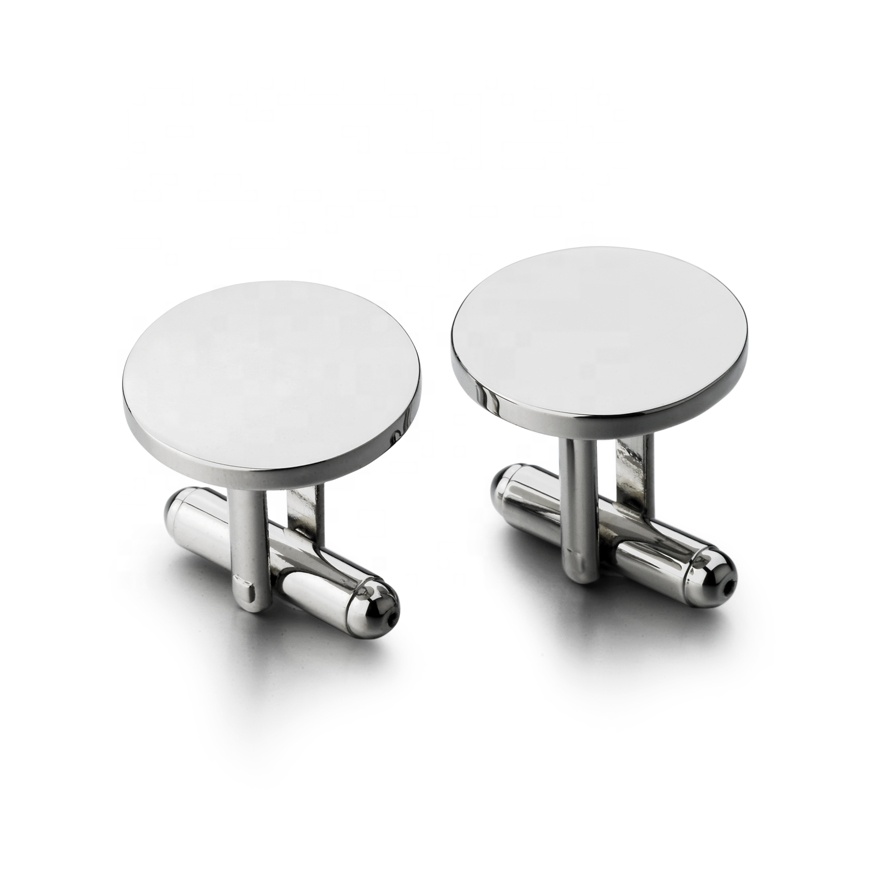 Shenzhen Sailikang Industrial Co., Ltd. Custom Engraveable Logo Silver Plated Men's Luxury Metal Round Cufflink Creative Design for Men's Gift