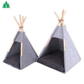 Felt Craft Products Foldable Dog Cat Cave Tipi Pet Cages & Houses for Cats Kids Teepee Tents Indoor Pet Beds