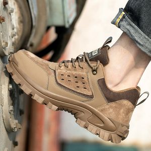 Cheap price breathable leather steel toe light weight no lace safety work shoes for men