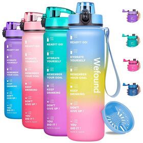 Water Bottle with Time Marker, 1L Motivational Water Bottle with Strainer  BPA Free  Water bottle