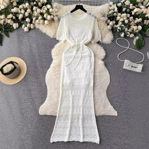 Newest Summer Roman 2 Piece Set For Women Sleeveless Top And Knitted Maxi Dress Set Clothing Wholesale for Girls