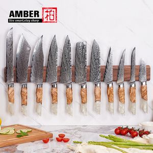 Custom Kitchen Boning fillet slicing fishing chopping knife japanese Damascus Kitchen Knife Set with resin handle