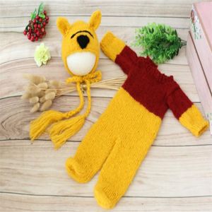 Knitted Newborn Baby Boy Footed Romper set Sitter Baby Clothes Outfit Photography Props