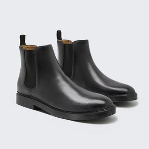 Fashion Trendy Walking Flat Winter Ankle Men Leather Boots Shoes