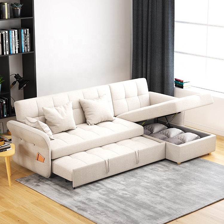 Foshan City Shann Furniture Co., Ltd. Modern Apartment striped fabric sofa bed living room furniture pull out sofa bed with...