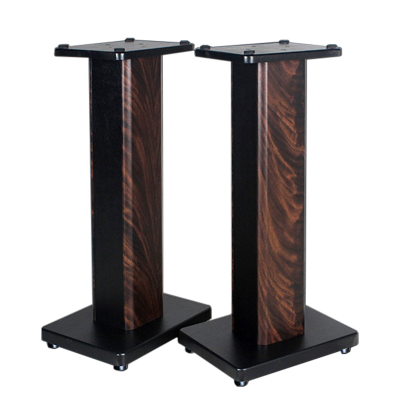 OEM 70cm Quality black home theater floor wood bookshelf speaker stand for monitor speaker