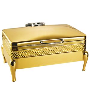 Kitchen accessories set Commercial 9 liter gold hammered food heater warmer chefing dish for induction use