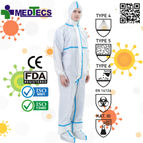 ISO13485 Supplier Type 456 Hazmat Suit PPE Set Disposable Coverall