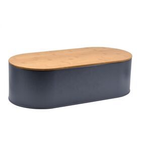 High Quality KitchenWood Bamboo Lid Bread Bin Steel Metal stainless steel Bread BoxPopular
