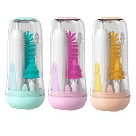 Electric Baby Bottle Cleaning Brush Set Silicone Bottle Brush Baby Pacifier Straw Brush Rack Set