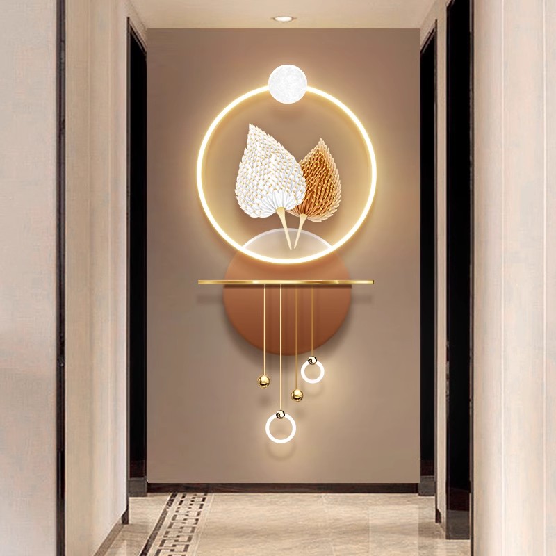 Yiwu City Suhang Crafts Co., Ltd. Modern Feather Acrylic Lamp Painting Wall Art Simple Still Life Metal LED Lamp 3D Decoration Painting Decoration for Bedroom