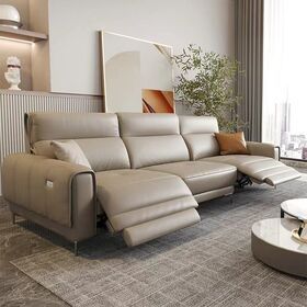 Electric Slip Sofa Bed Furniture  Headrest Adjustable Leather L Shape Recliner Sofa Movable Sectional Sofa Set