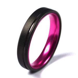 Gentdes Jewelry Custom Aluminum Inner  Purple Sleeve Titanium Ring