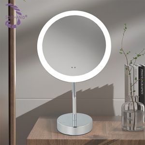 Factory Direct Sale High-Quality Single Sides Circle Led Desktop Lighted Battery Cosmetic Mirror