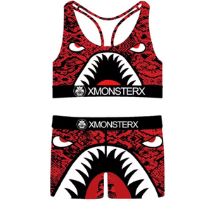 High Sales Quantity 2024 Sublimation Print Seamless 2 Piece Polyester Girl Sports Bra Set for Women