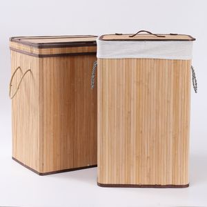 Durable Bamboo Storage Basket Box  With Dirty Laundry Bag For Hotel Storage Dirty Clothes