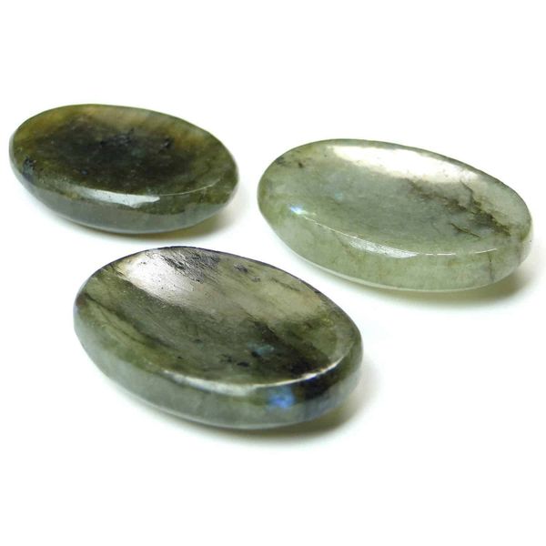 Labradoride Worry Stone Irish Carved India Handcrafted Crystal Palm Thumb Stone Gemstone Stress Relief Thumb Stone