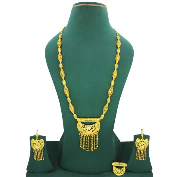 Necklace with earrings jewellery set goldplated pure brass high quality uae dubai made in India Fashion jewelry Necklace tay set
