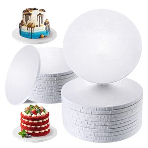 Gold White 10'' 12'' Round Square Sturdy Cakes Drum Board 0.5 Inch Thick Cake Drums Bulk for Birthday Party Baking Cake Desserts