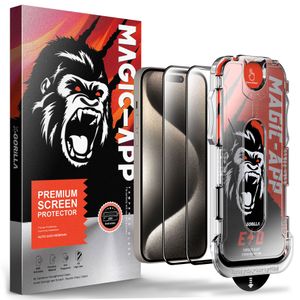 X-Gorilla Dust Remove Full Coverage Privacy Tempered Glass Screen Protector for iPhone 15 Pro Max Grade Protection Shatterproof